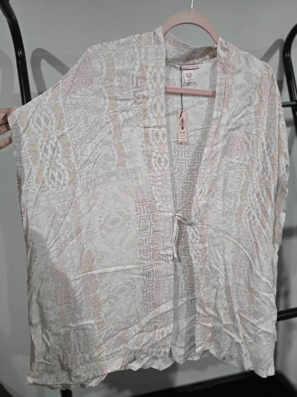 Victoria's Secret Cream & Beige Printed Kimono Robe